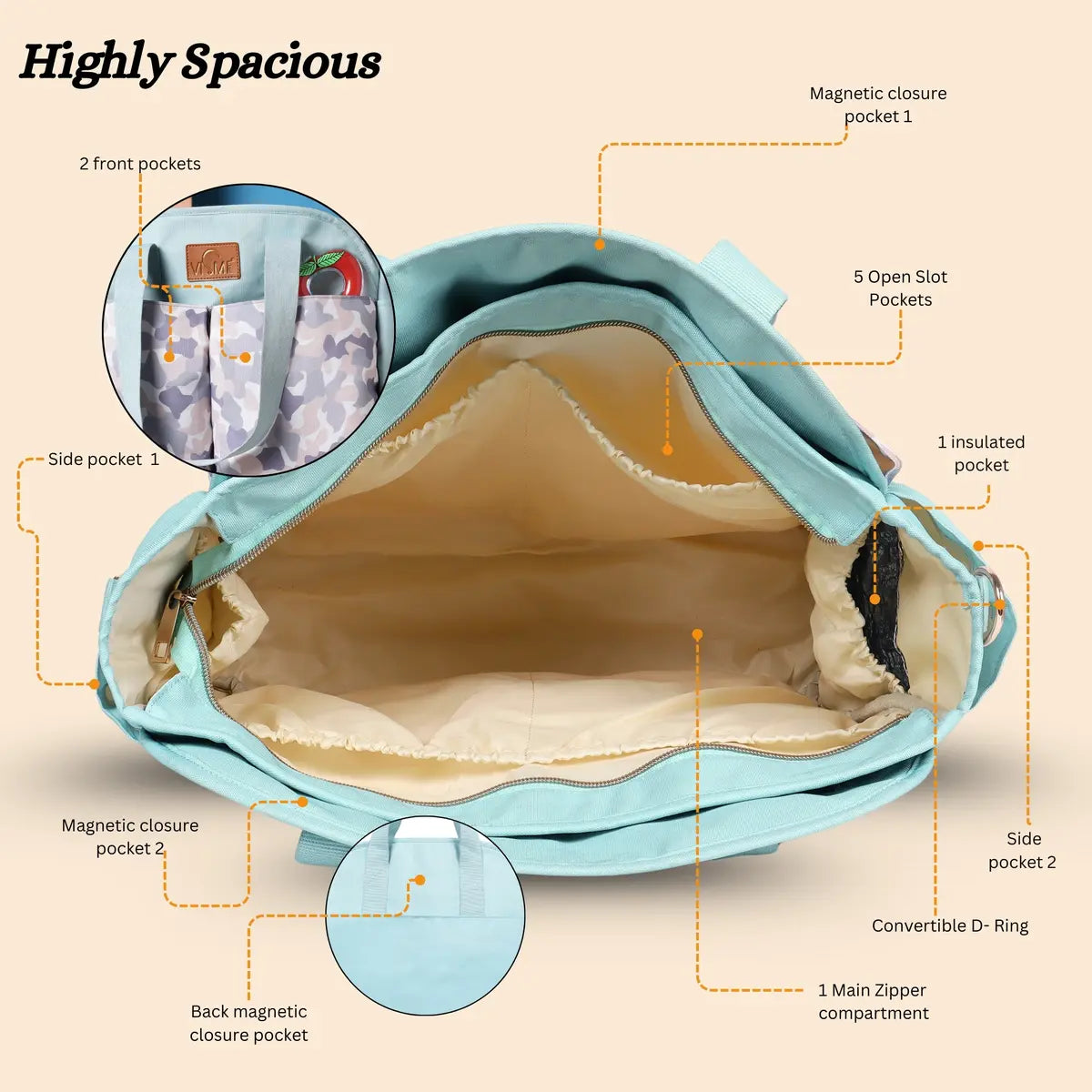 Cuddle Carry Tote Diaper Bag - Turquoise