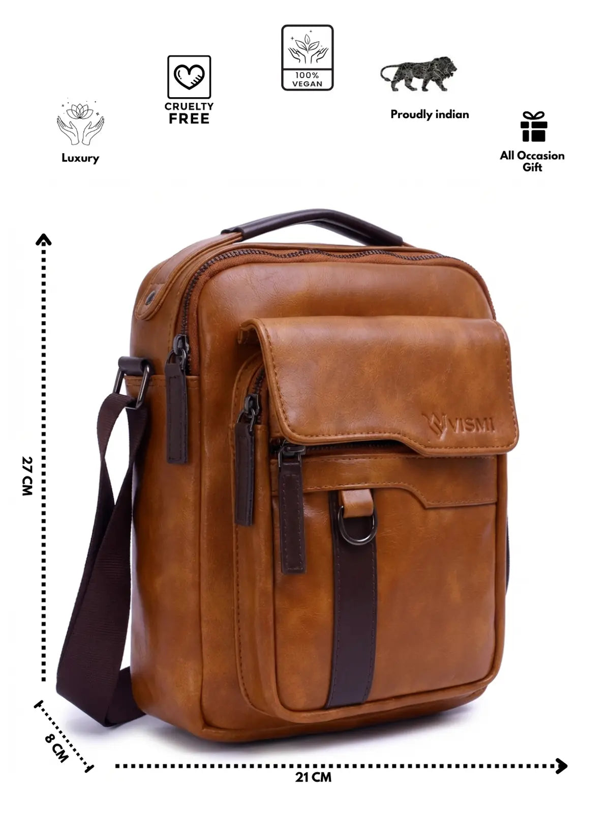 Timeless Alpha Men's Messenger Bag - Tan