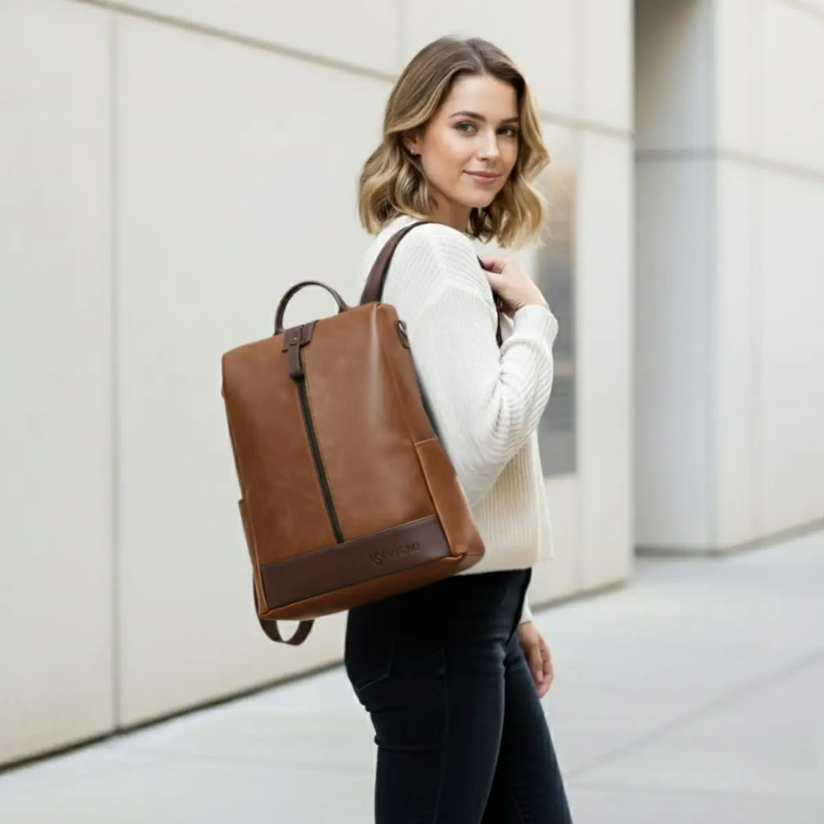 Timeless Aura Women Backpack Handbag - Tan