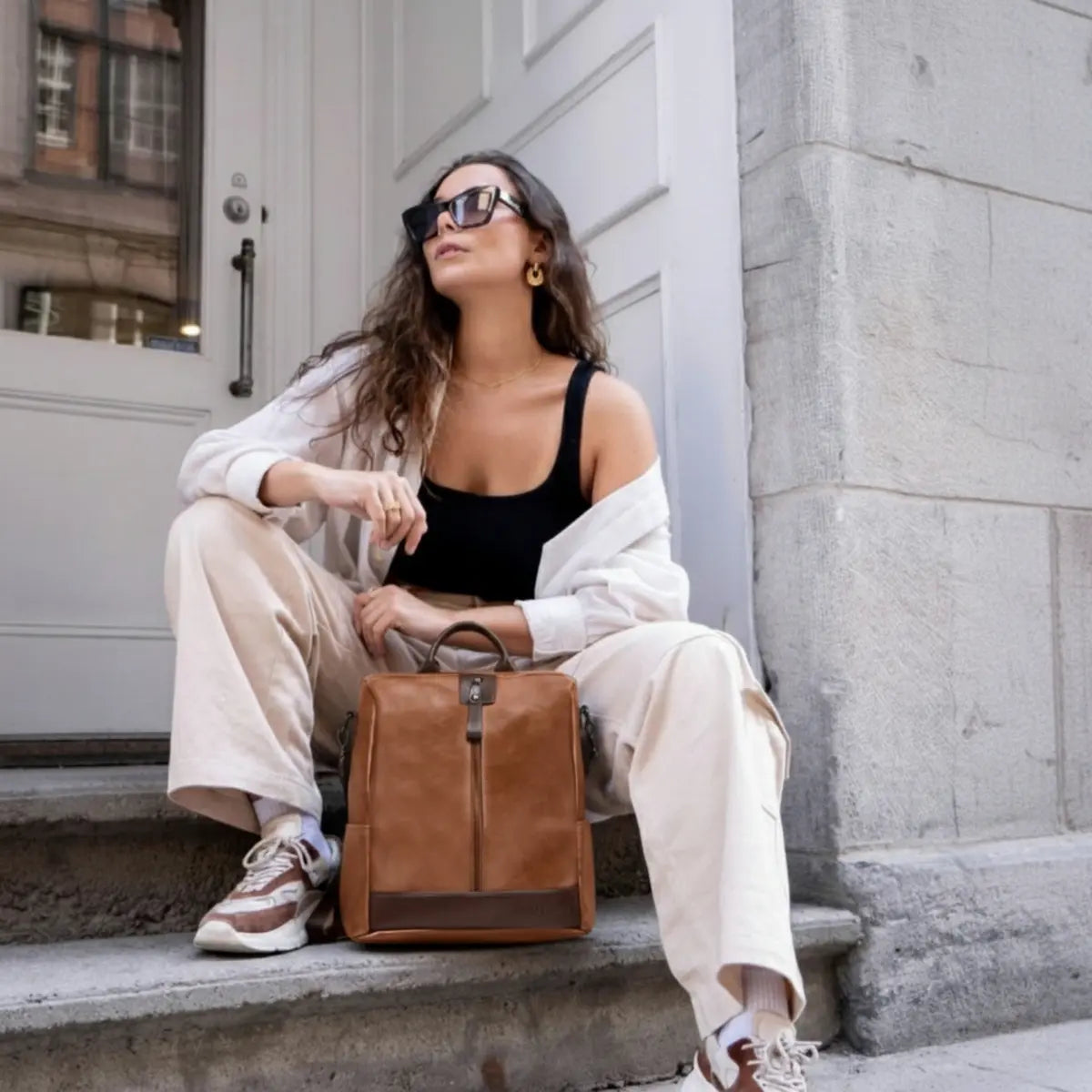 Timeless Aura Women Backpack Handbag - Tan