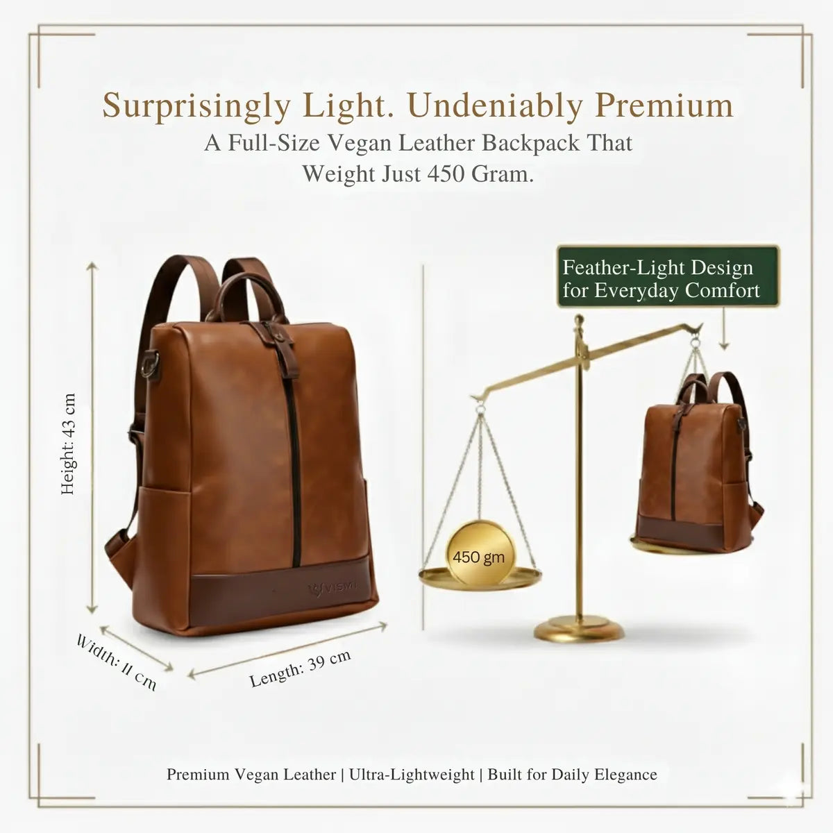 Timeless Aura Women Backpack Handbag - Tan