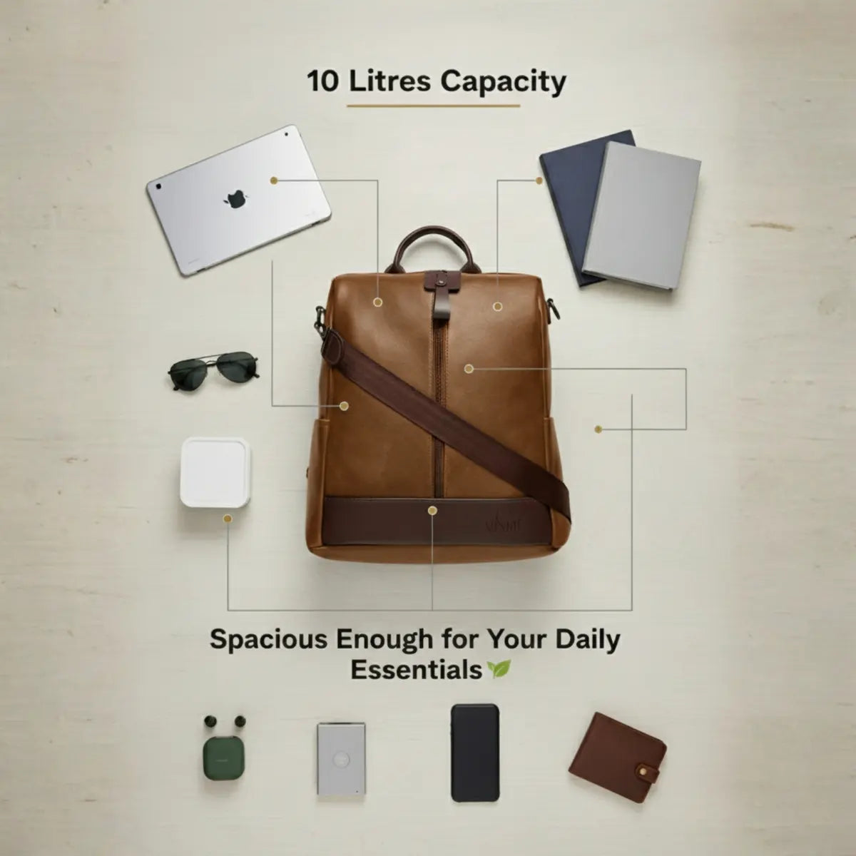 Timeless Aura Women Backpack Handbag - Tan