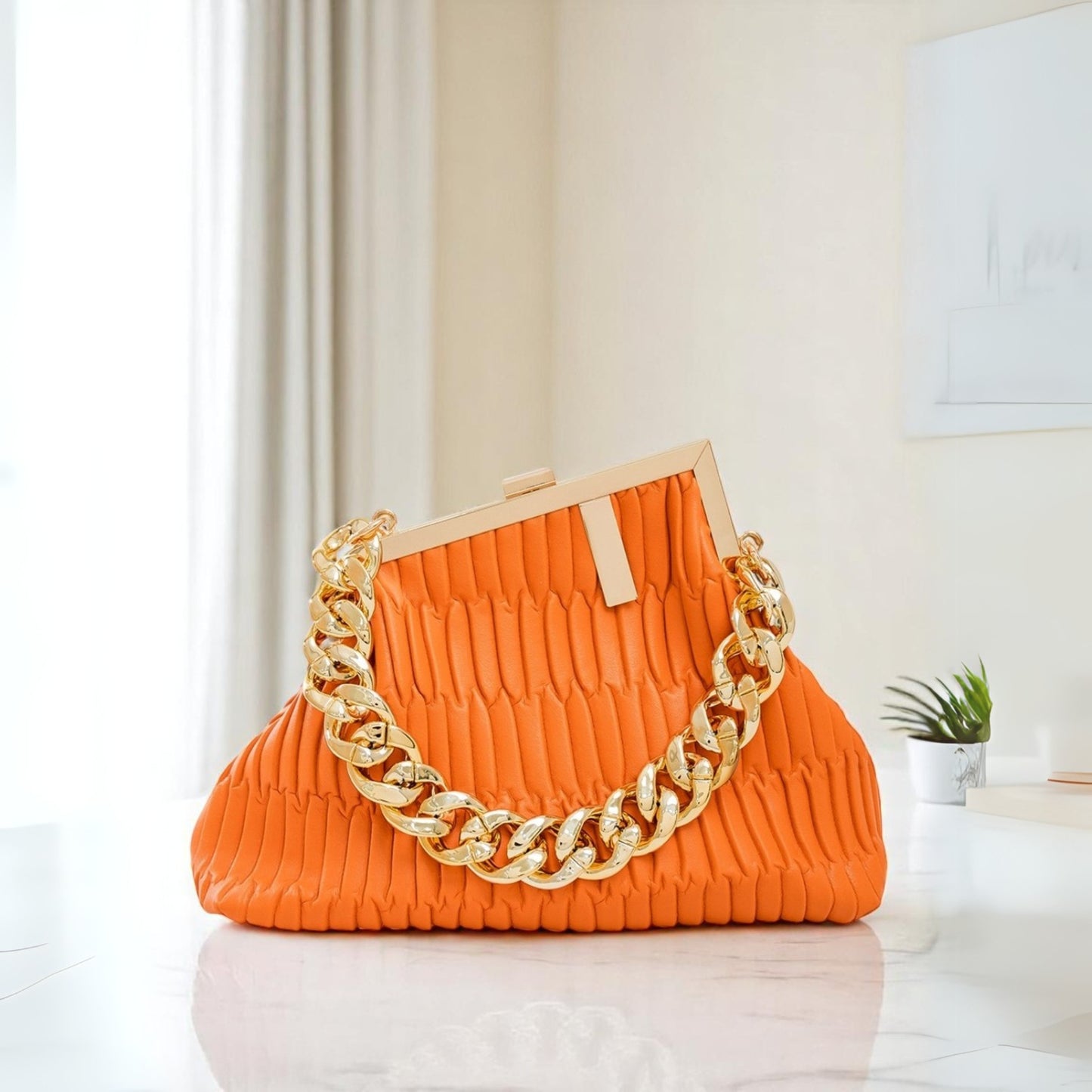 Fashionista Hobo Shoulder Bag- Orange