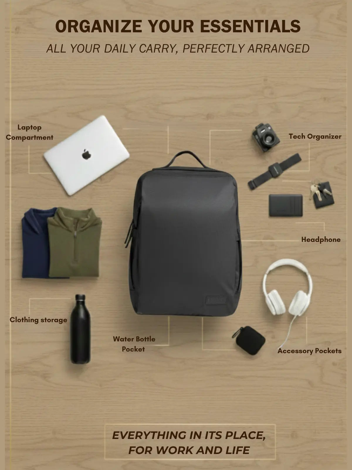 Everyday Essentials Travel Laptop Backpack - Black