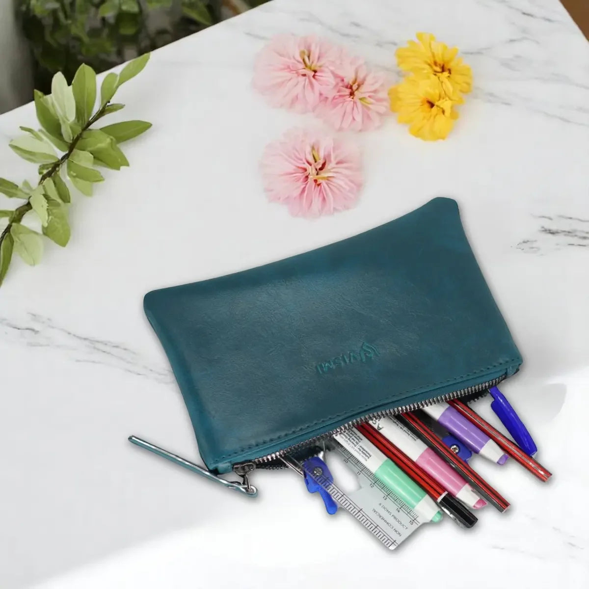 Slim-Leather-Flat-Pouch-Bag-Teal-Blue