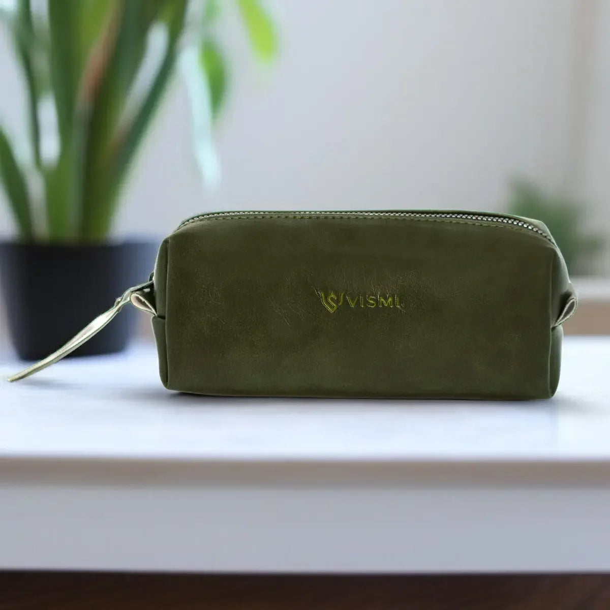 Timeless-Leather-Round-Coin-Pouch-Olive-Green