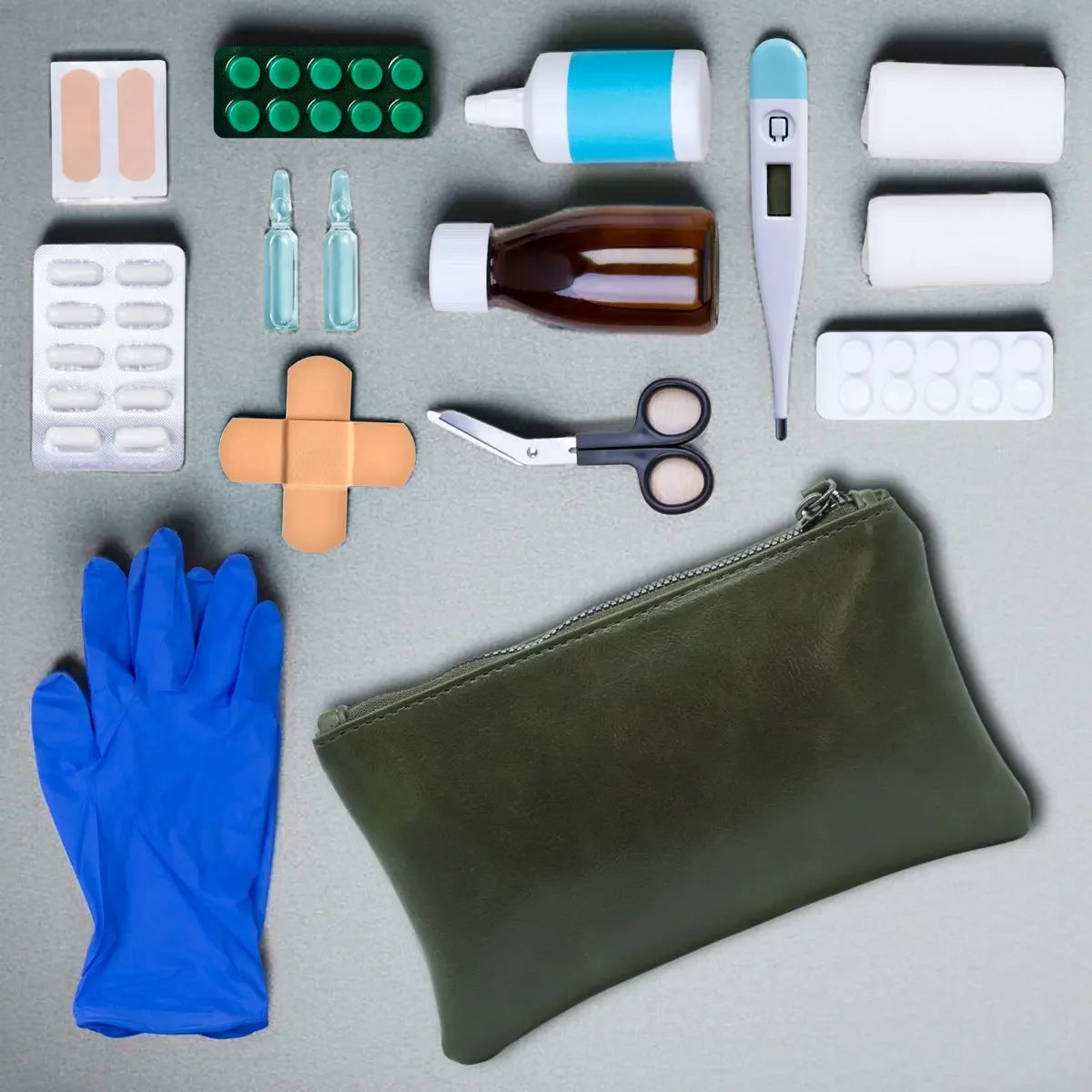 Compact-Olive-Green-Leather-Organizer-Pouch