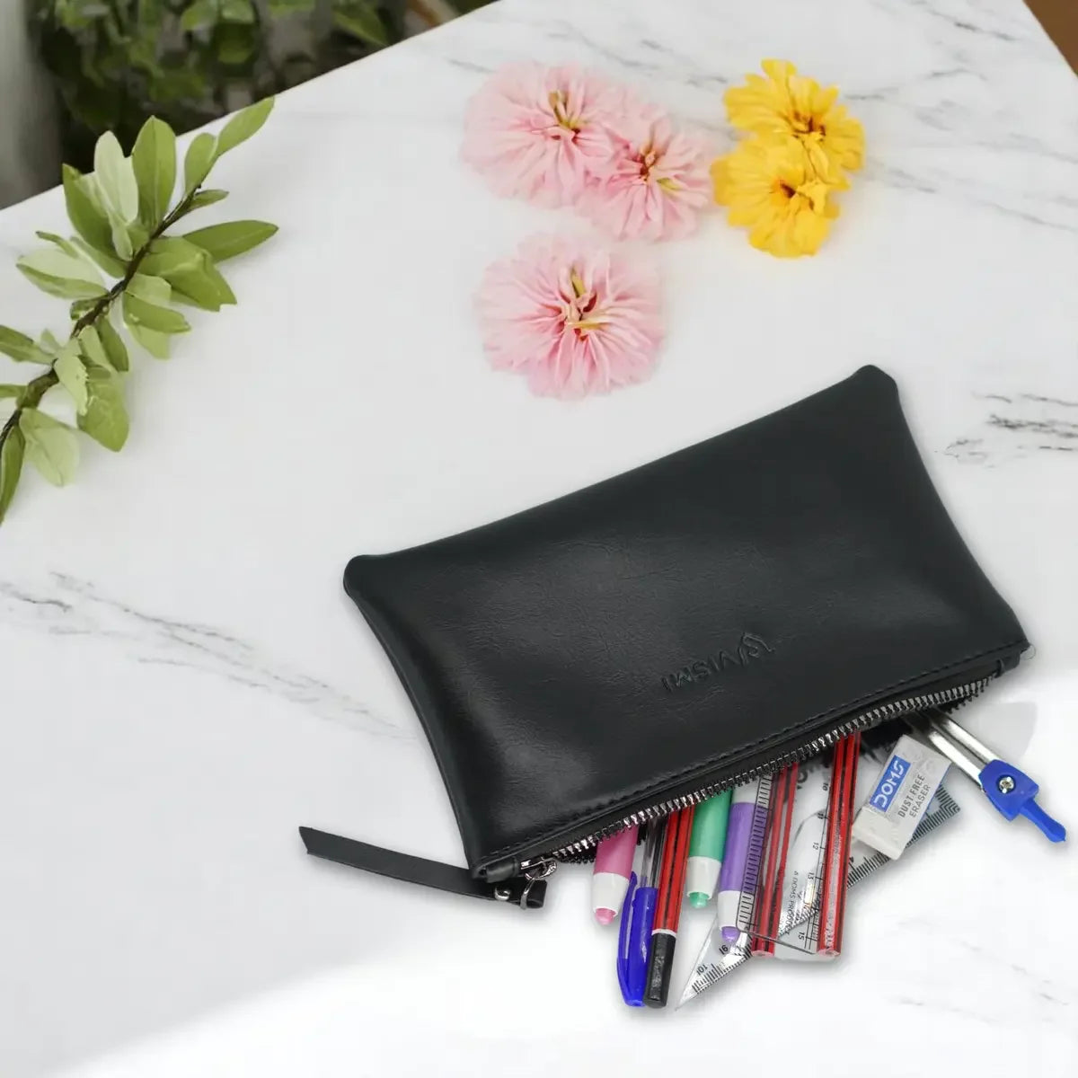 Slim-Leather-Flat-Pouch-Bag-Black