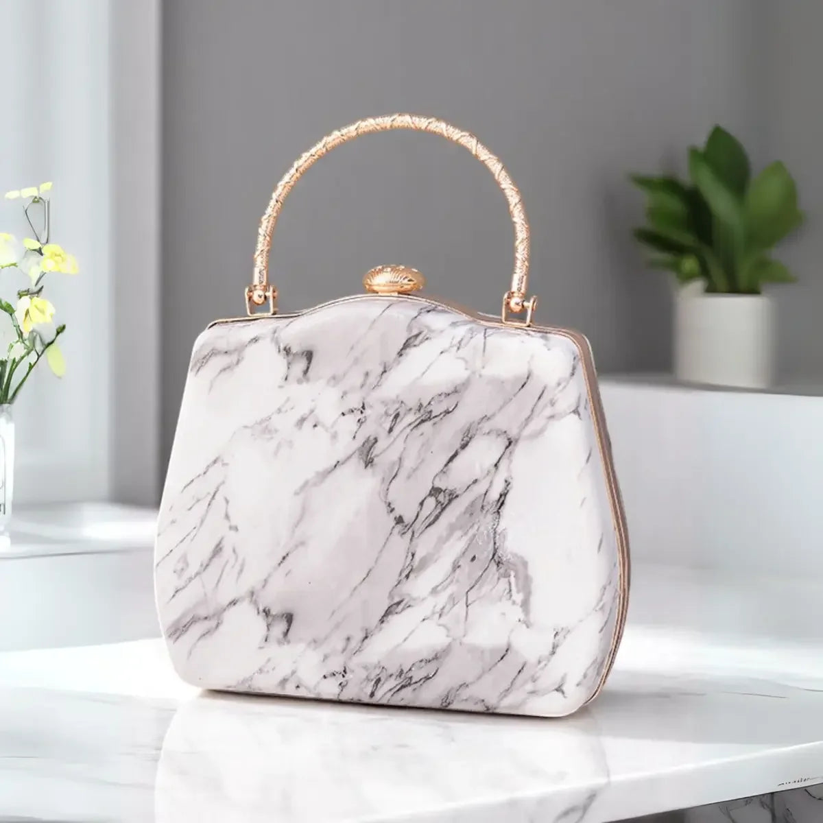 Marble-Evening-Bag-White