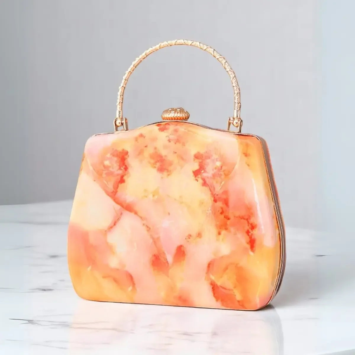 Marble-Evening-Bag-Orange