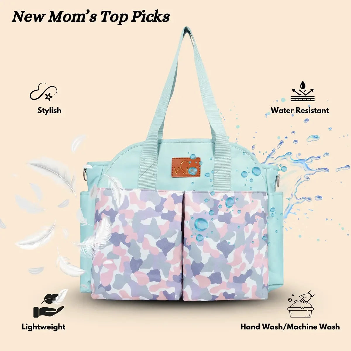 Lightweight-Turquoise-Baby-Diaper-Tote-Bag