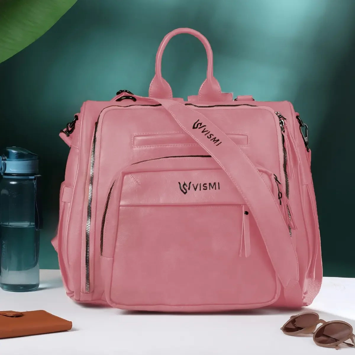 Timeless-Blush-Pink-Backpack-Messenger-Diaper-Bag-Stylish-Baby-Travel-Bag-or-Moms