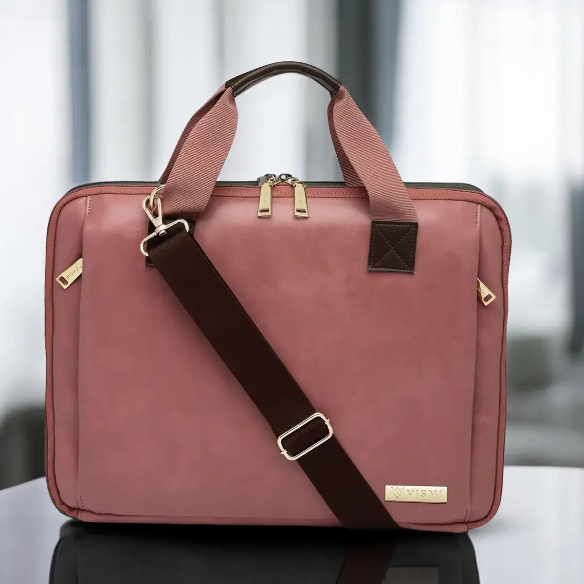 timeless-unity-laptop-messenger-bag-blush-pink-front-view