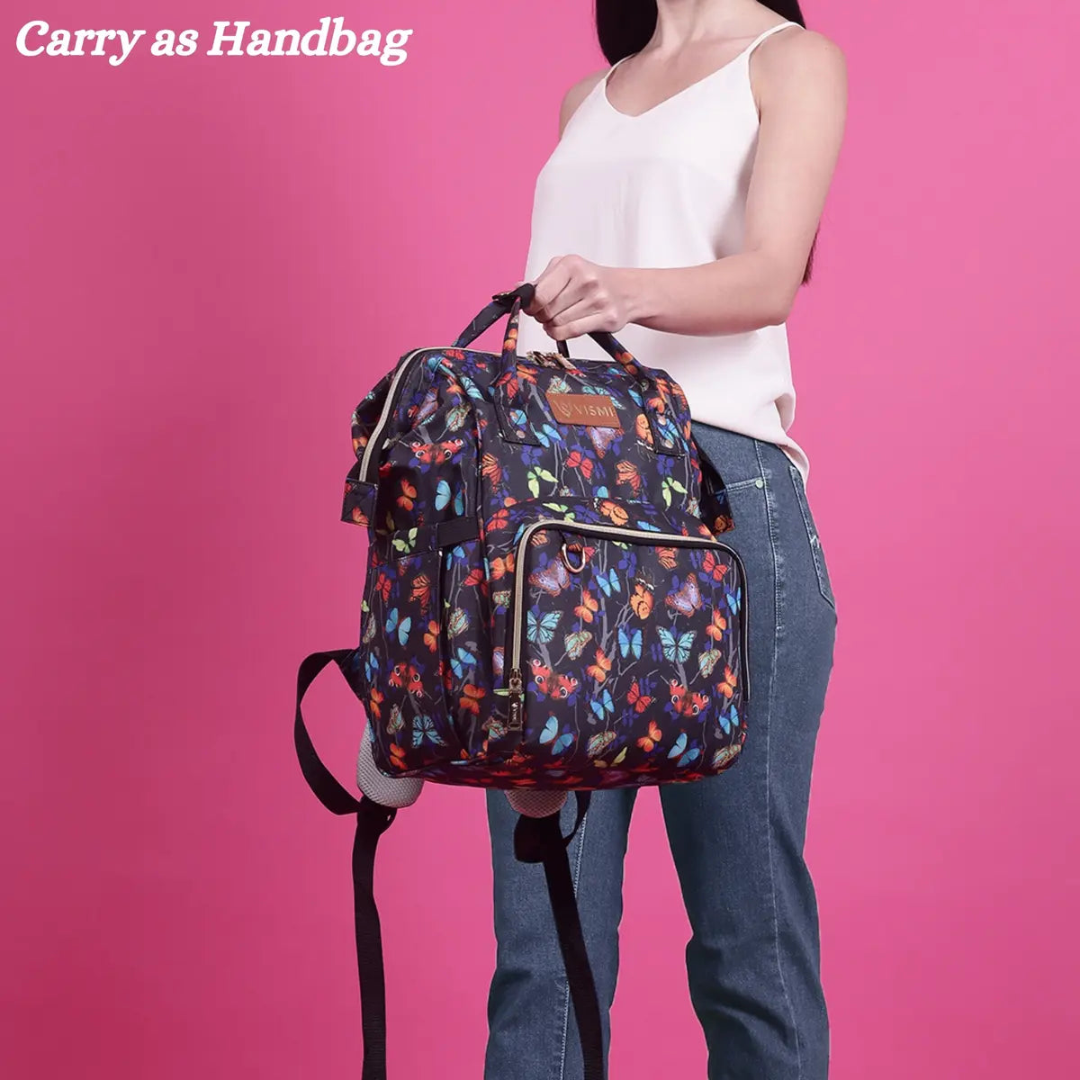 Snappy Zappy Backpack Diaper Bag - Butterfly Black