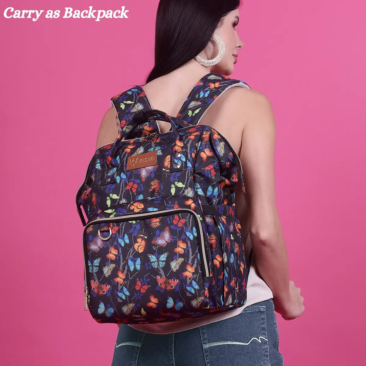 Snappy Zappy Backpack Diaper Bag - Butterfly Black