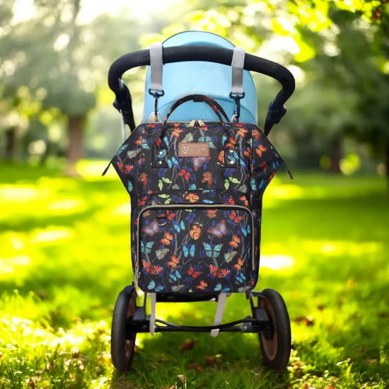 Stylish-Butterfly-Black-Backpack-Diaper-Bag-for-Moms