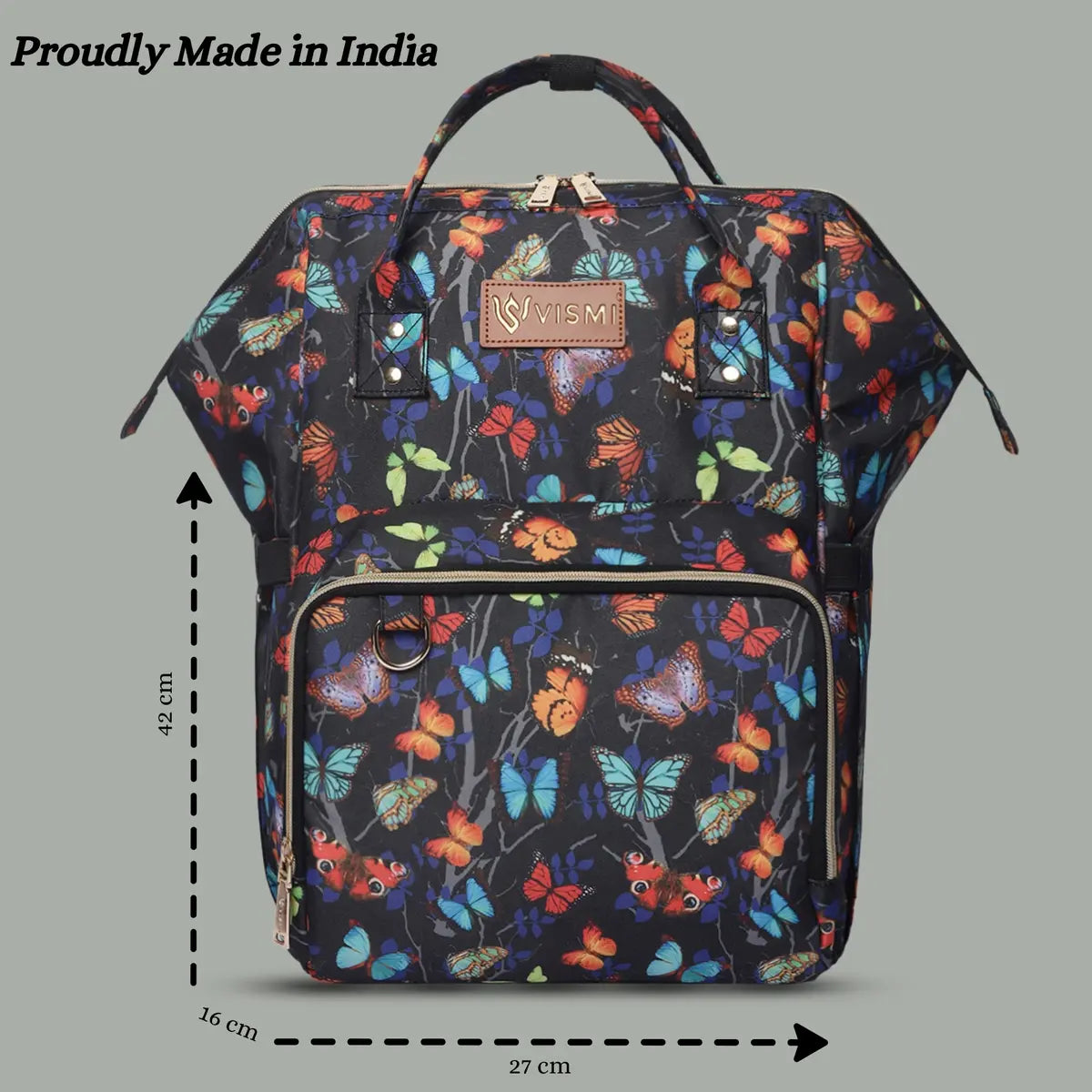 Snappy Zappy Backpack Diaper Bag - Butterfly Black