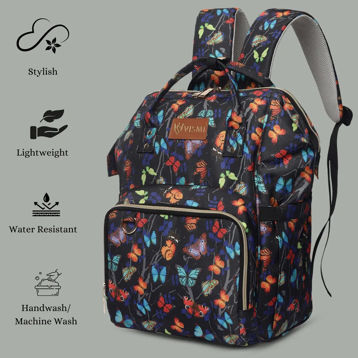 Snappy Zappy Backpack Diaper Bag - Butterfly Black