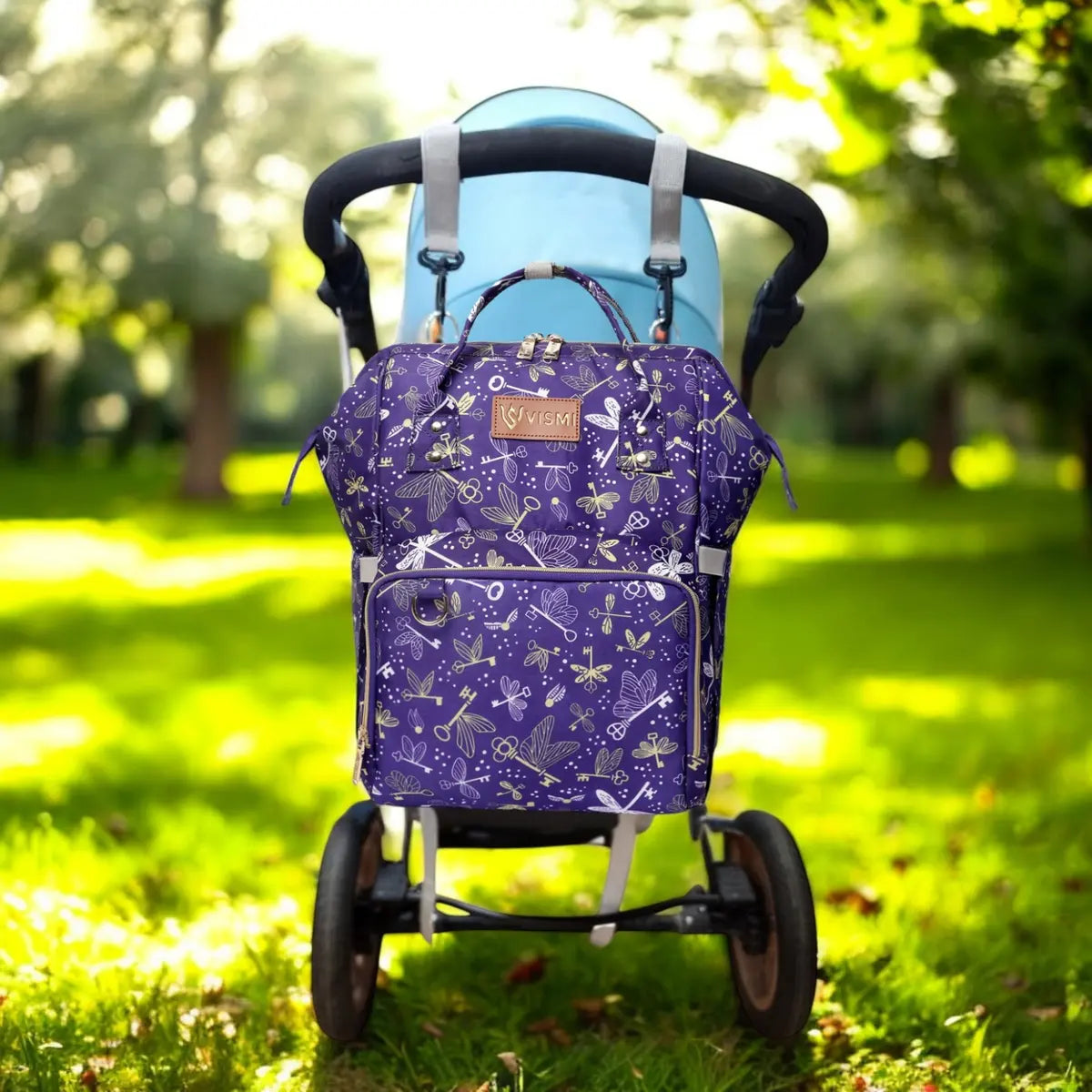 Snappy Zappy Backpack Diaper Bag - Flying Keys Purple