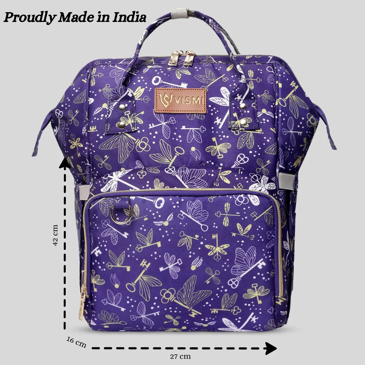 Snappy Zappy Backpack Diaper Bag - Flying Keys Purple