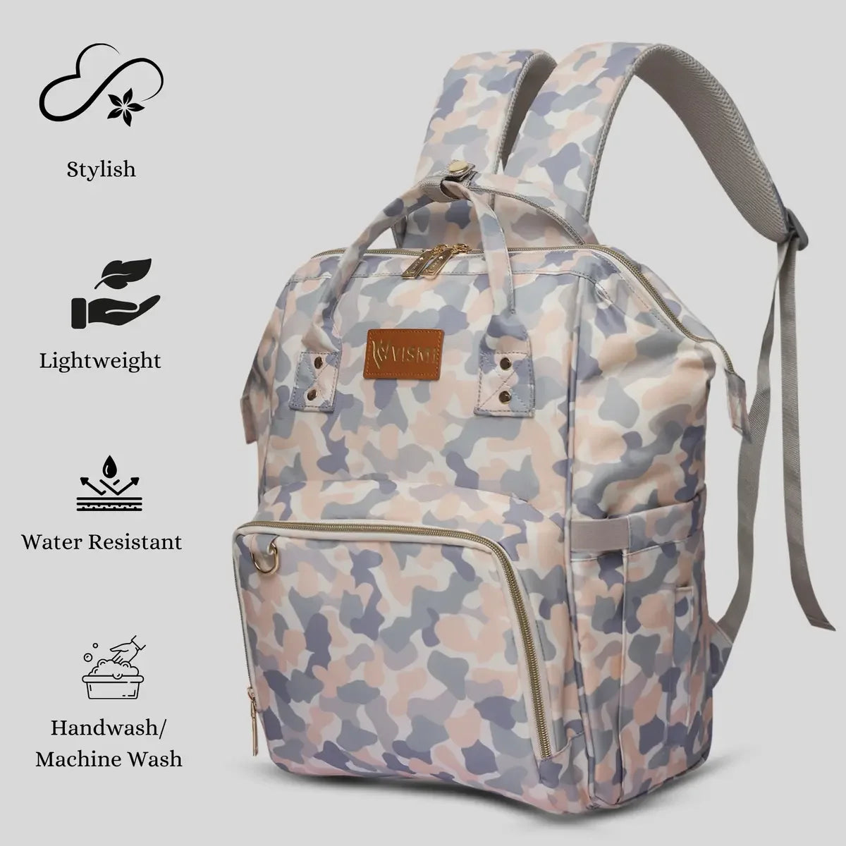 Durable-White-Camo-Backpack-Diaper-Bag