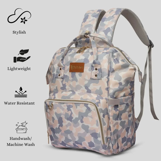 Durable-White-Camo-Backpack-Diaper-Bag