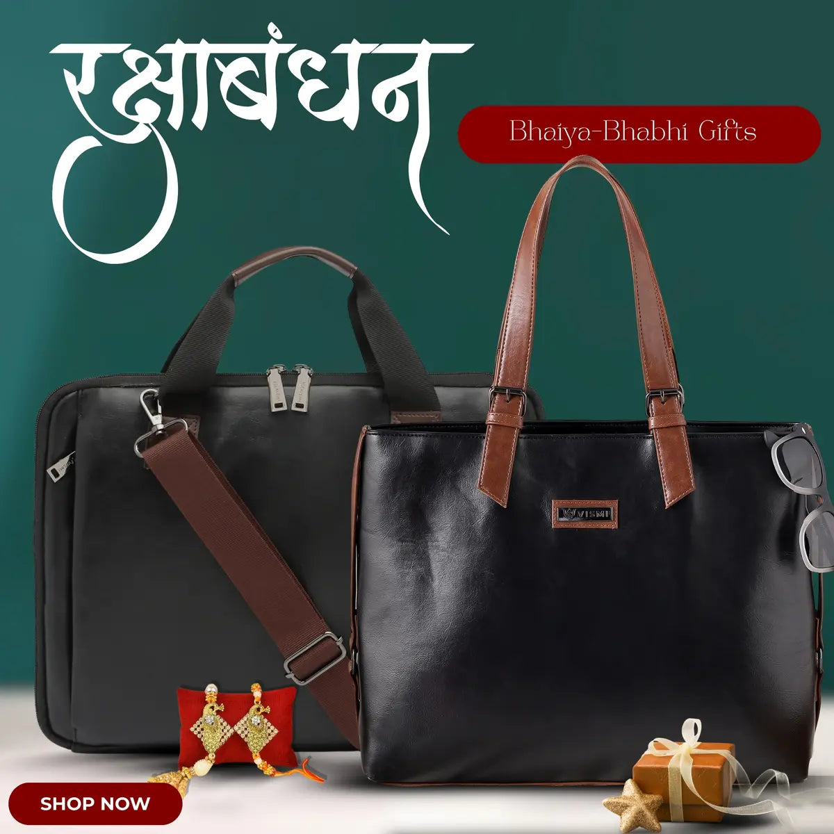 Special Rakhi Gift Combo - Laptop Bag + Tote Handbag
