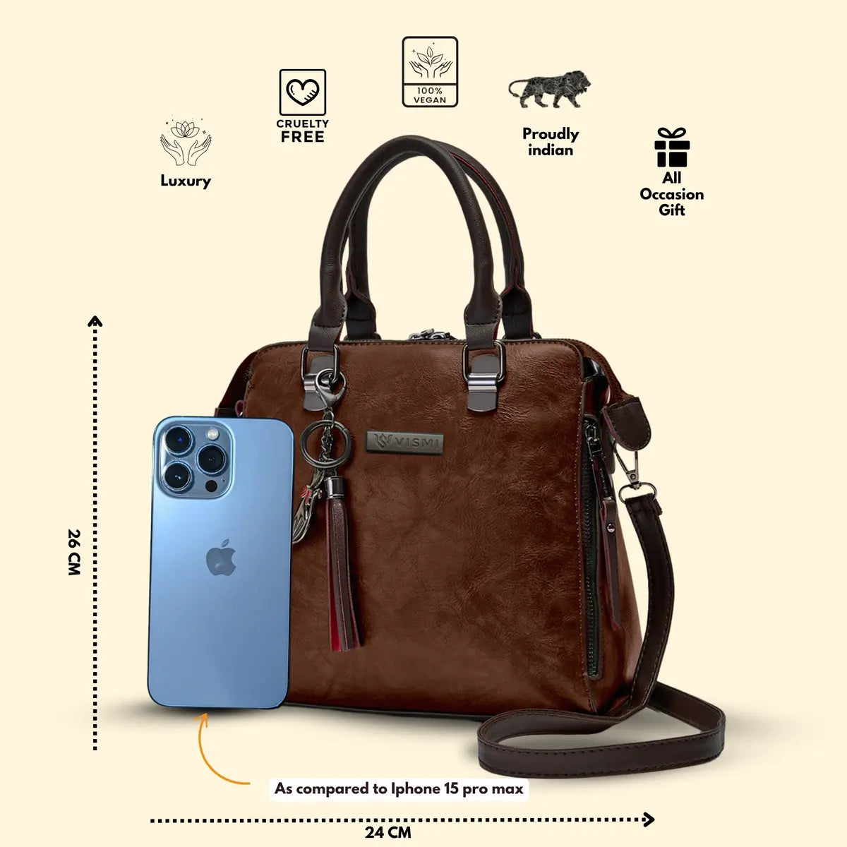 Timeless Elegance Satchel Handbag - Coffee Brown