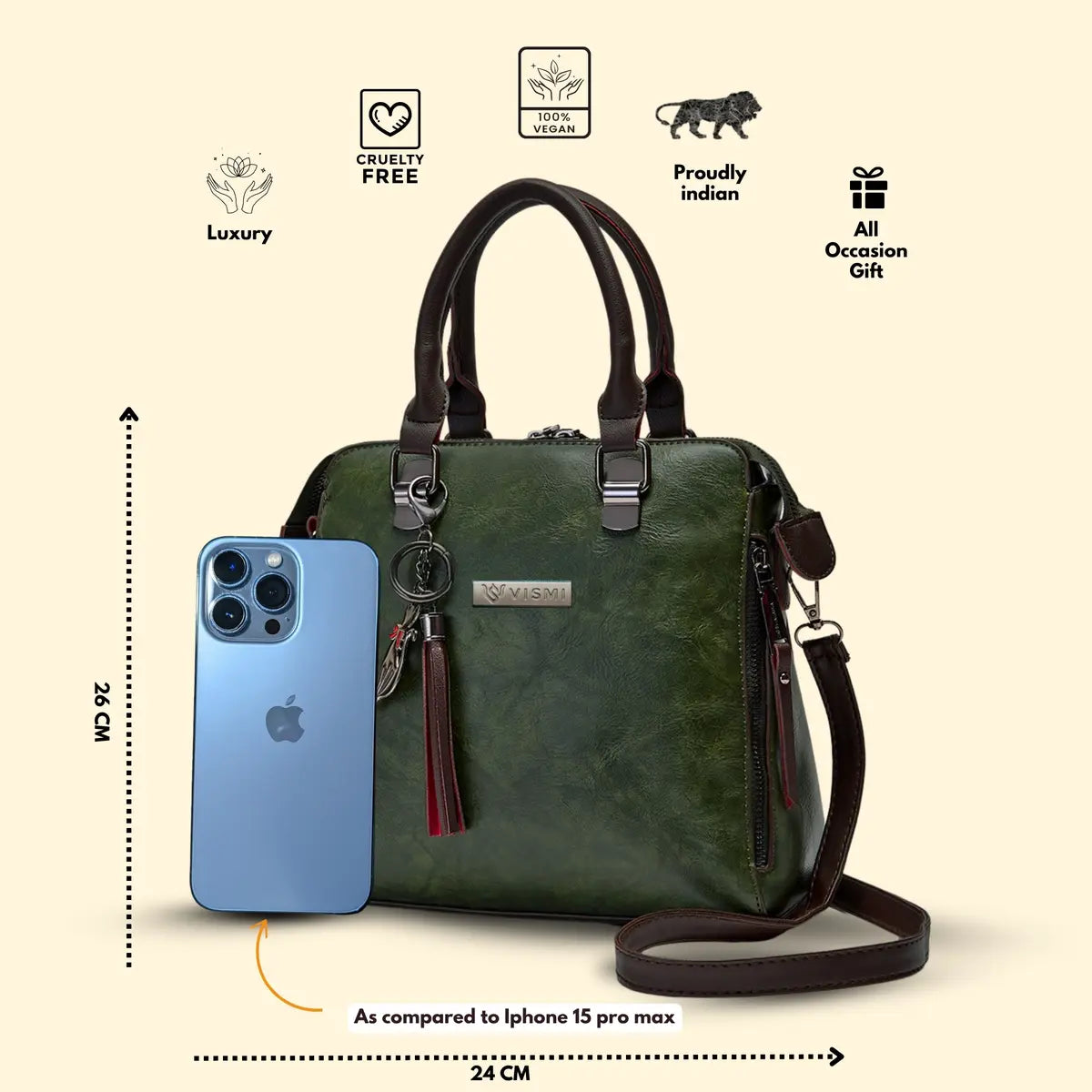 Timeless Elegance Satchel Handbag - Olive Green