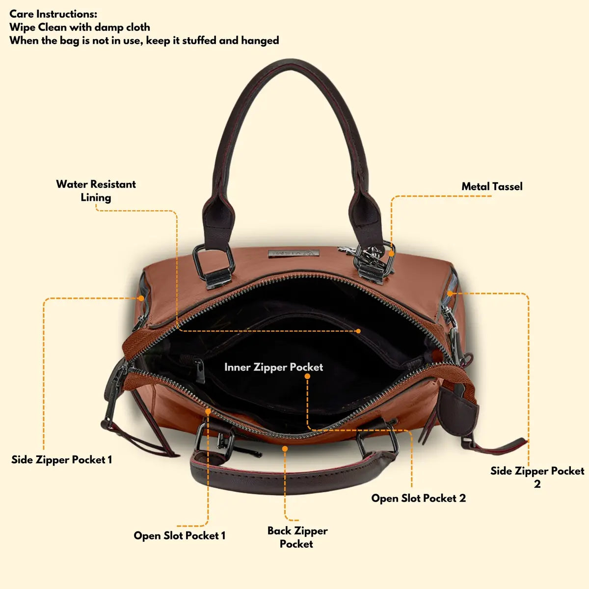 Timeless Elegance Satchel Handbag - Tan
