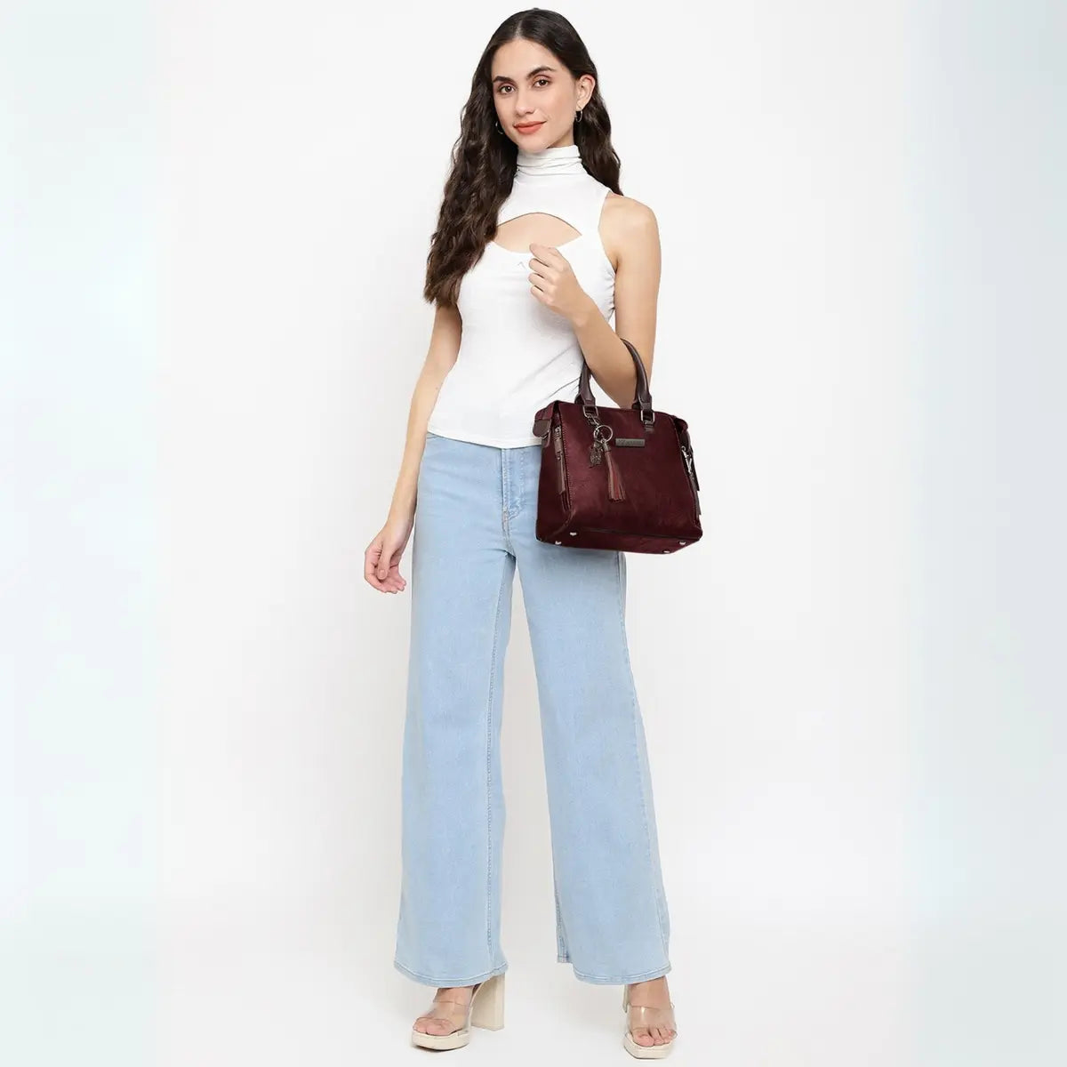 Timeless Elegance Satchel Handbag - Wine