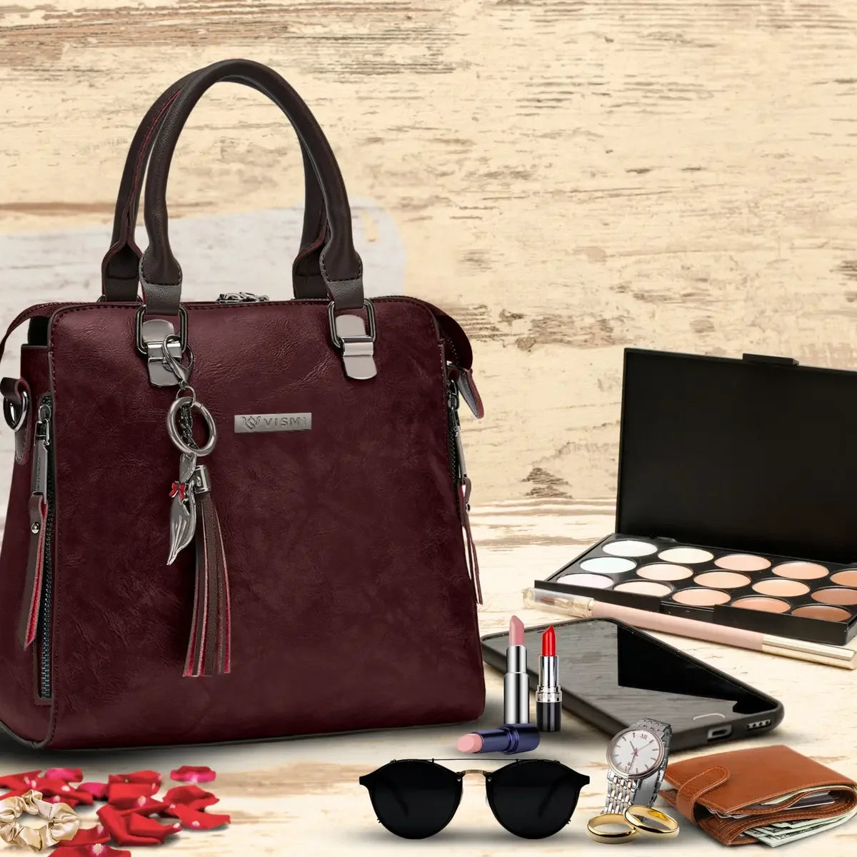Timeless Elegance Satchel Handbag – Wine