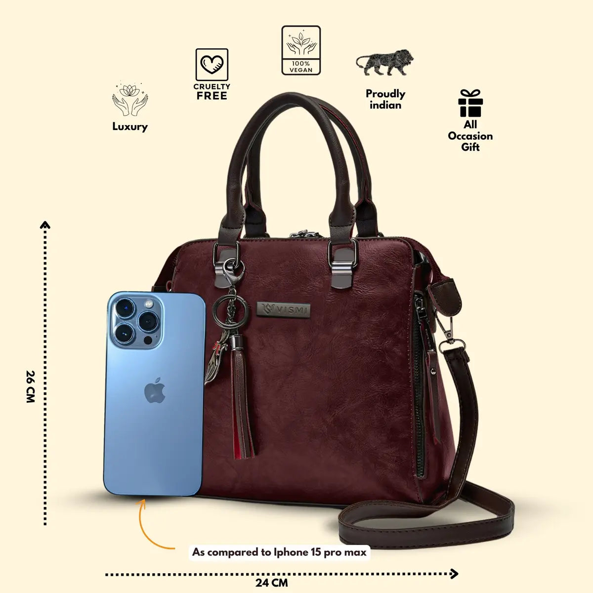 Timeless Elegance Satchel Handbag - Wine