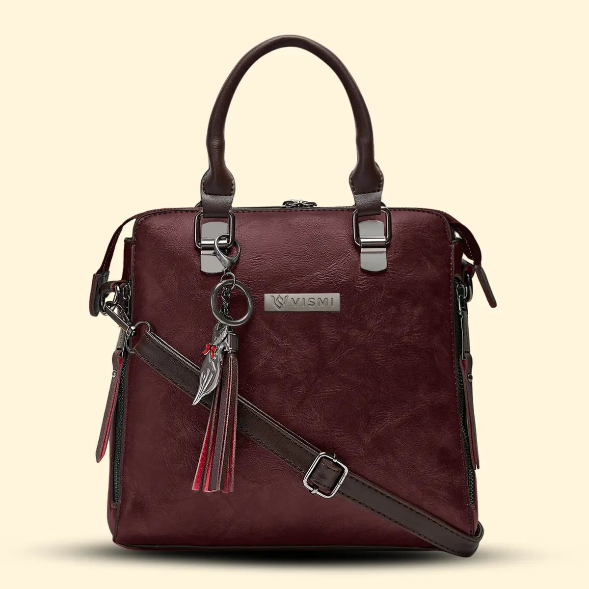 Timeless Elegance Satchel Handbag - Wine