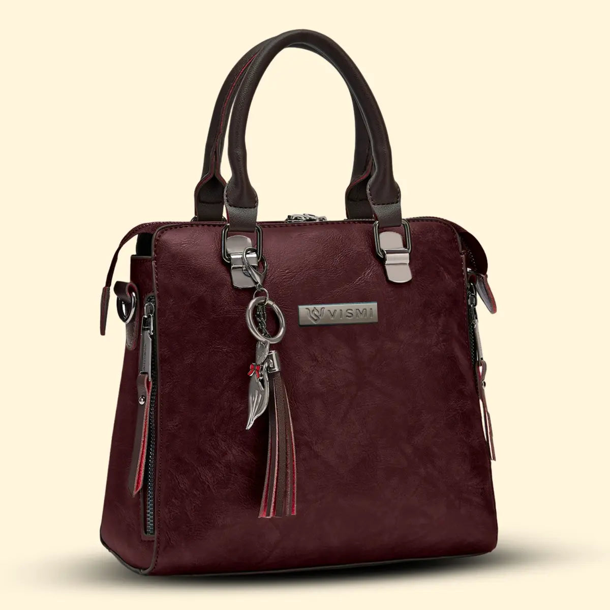 Timeless Elegance Satchel Handbag - Wine