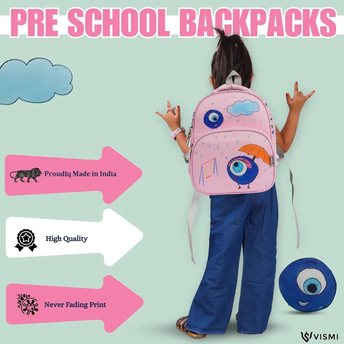 Everyday Essentials Pre School Bag - Evil Eye Pink