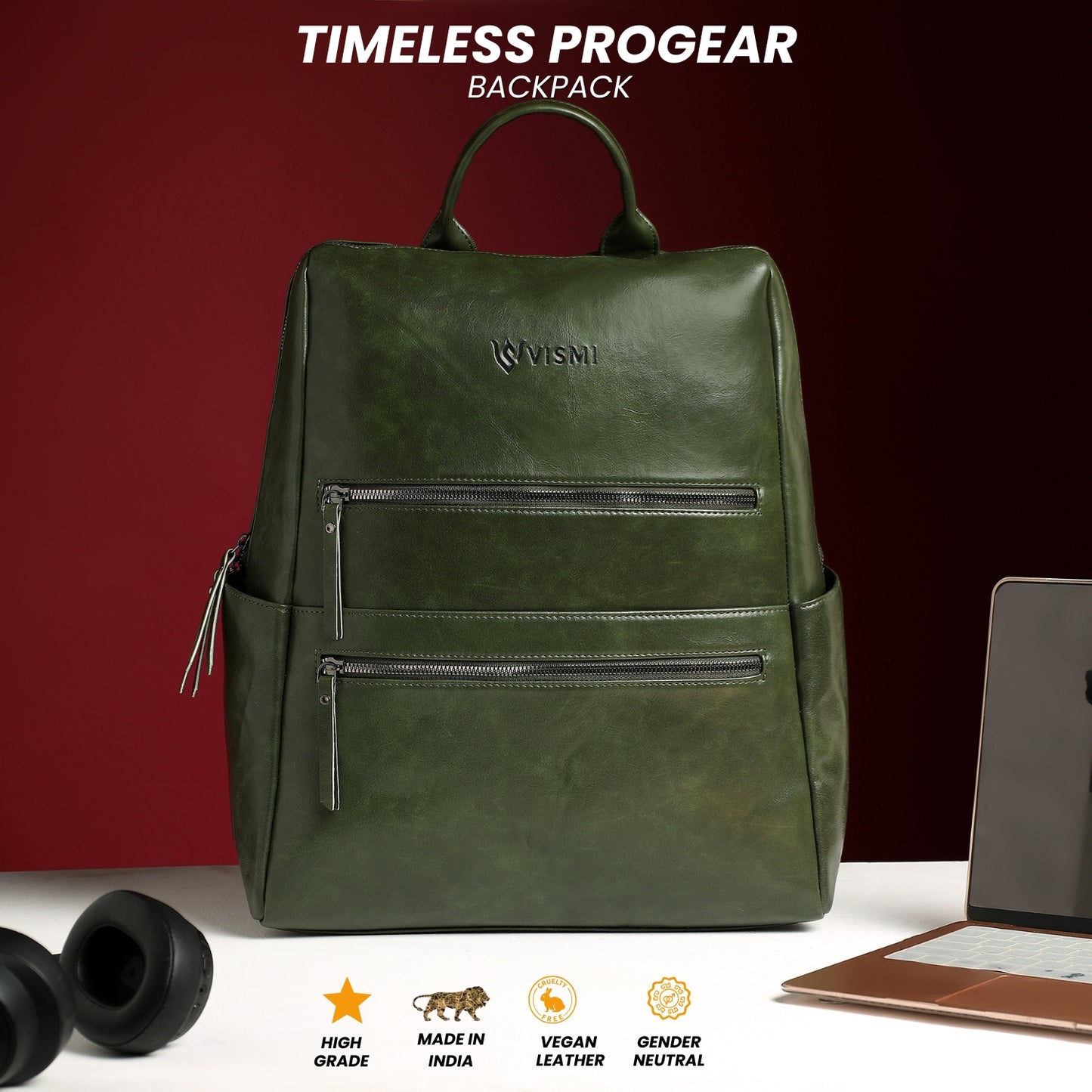 Timeless-ProGear-Olive-Green-Laptop-Backpack–Stylish-Office-Travel-Bag