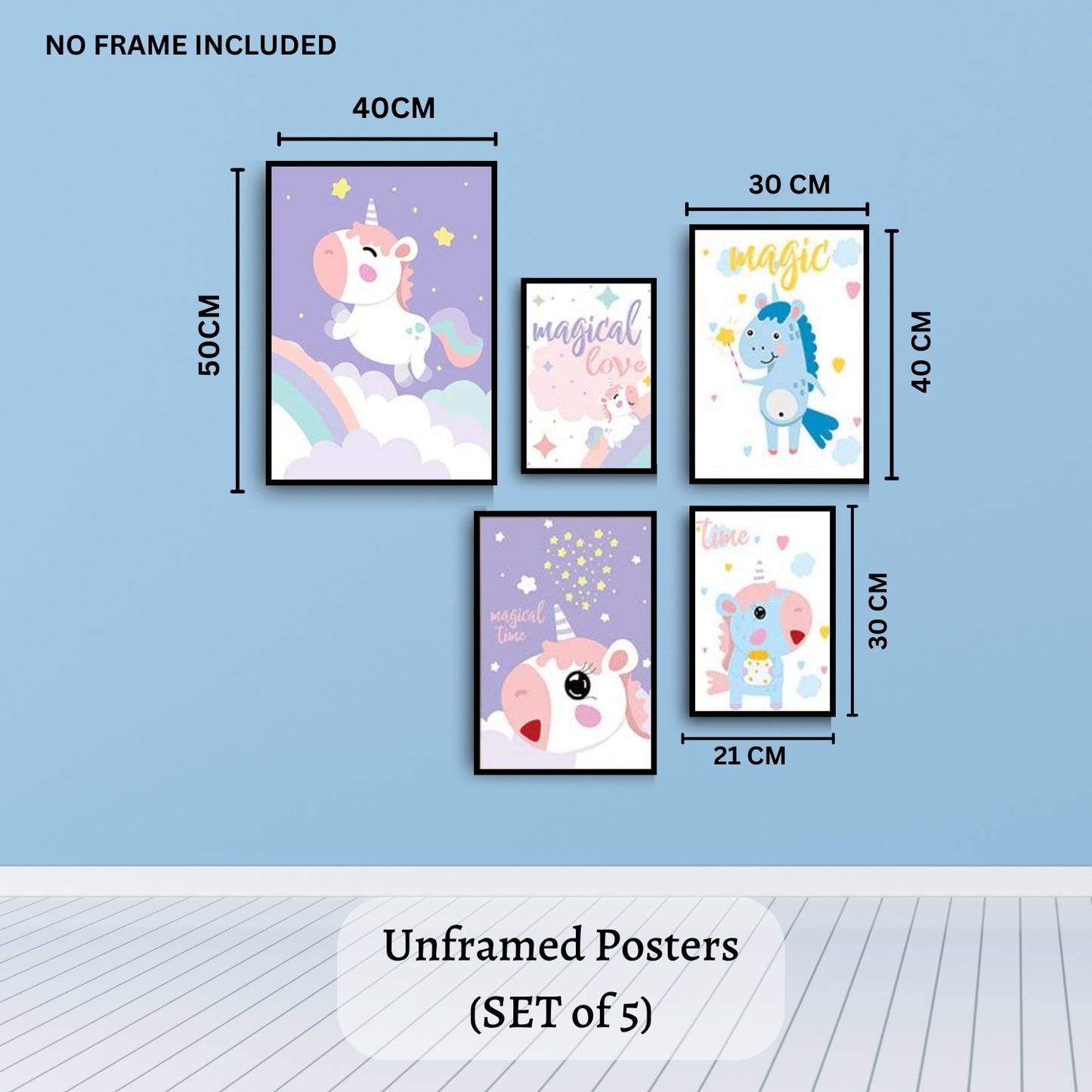 Adorable-Unicorn-Wall-Art-5-Piece-Poster-Set-for-Baby-Nursery-Playroom