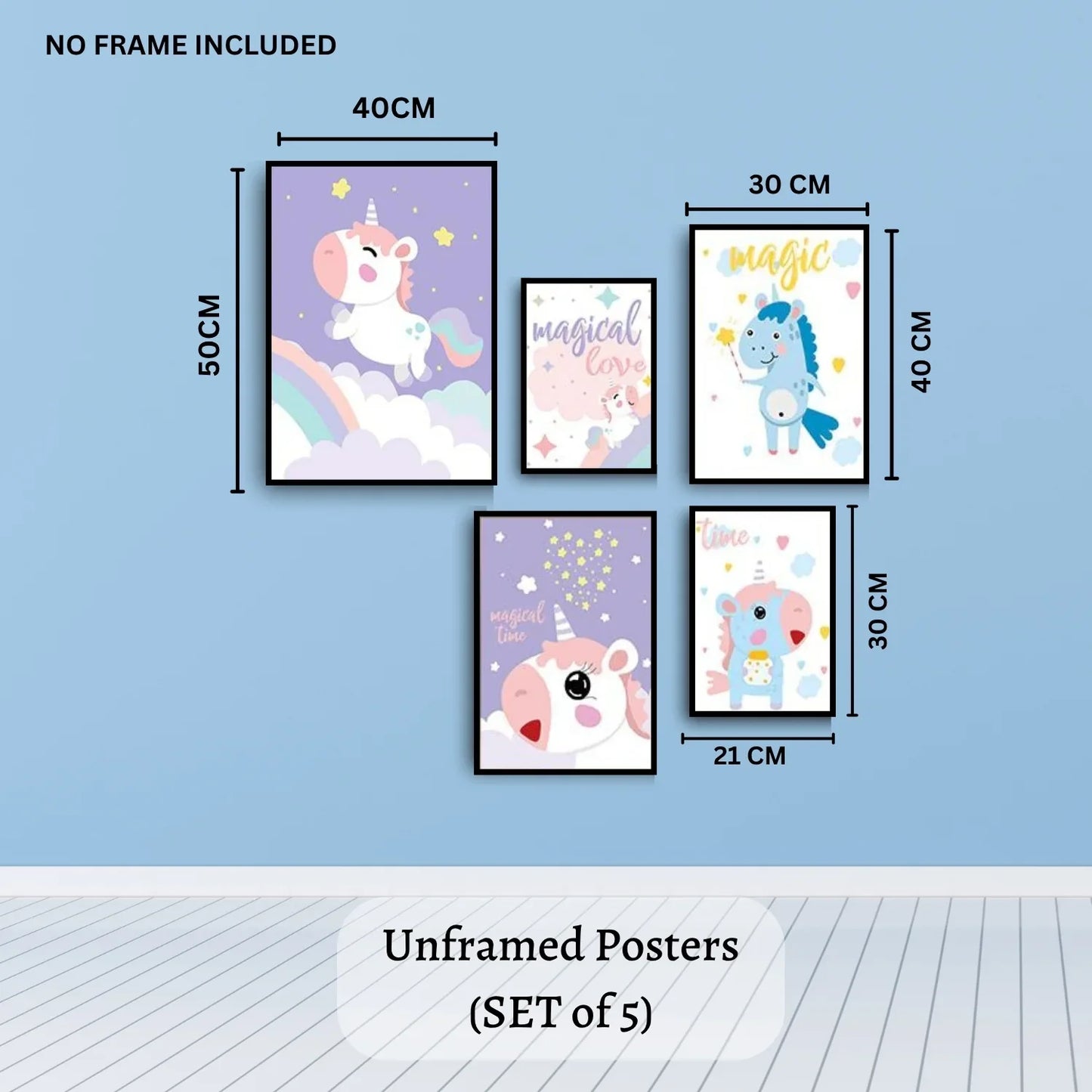 Adorable-Unicorn-Wall-Art-5-Piece-Poster-Set-for-Baby-Nursery-Playroom