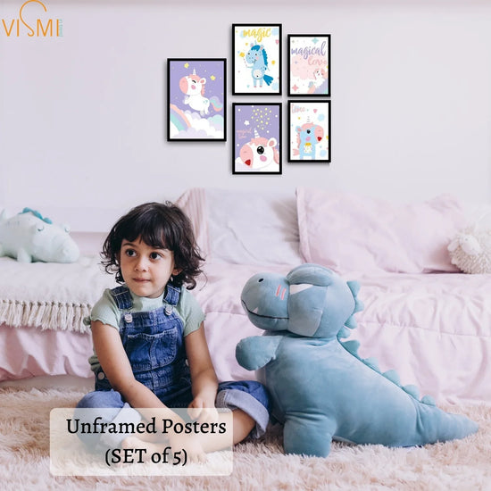 Magical-Unicorn-Wall-Poster-Collection-Set-of-5-for-Kids-Room-Decoration
