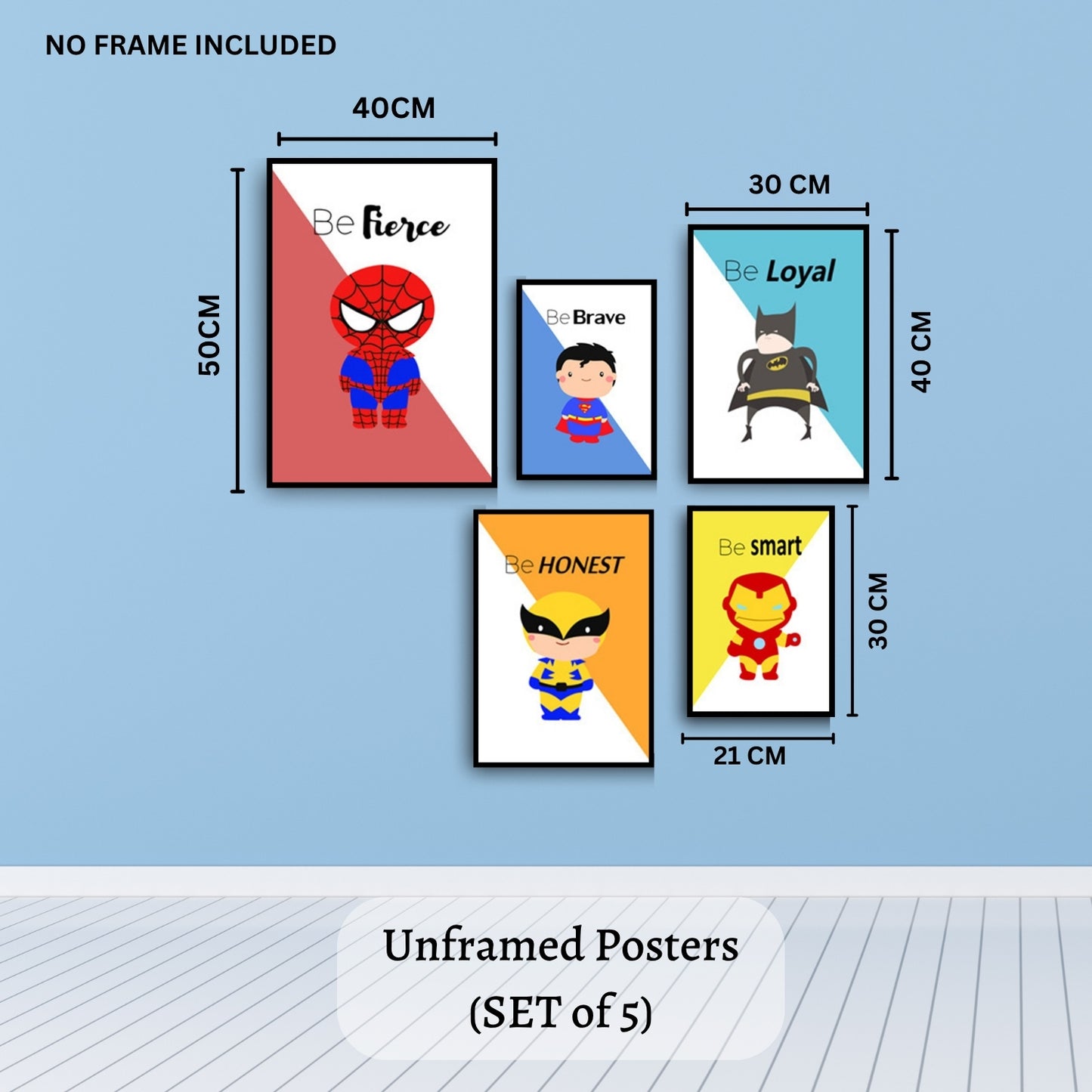 Motivational-Quote-Wall-Art–Set-of-5-Unframed-Canvas-Posters