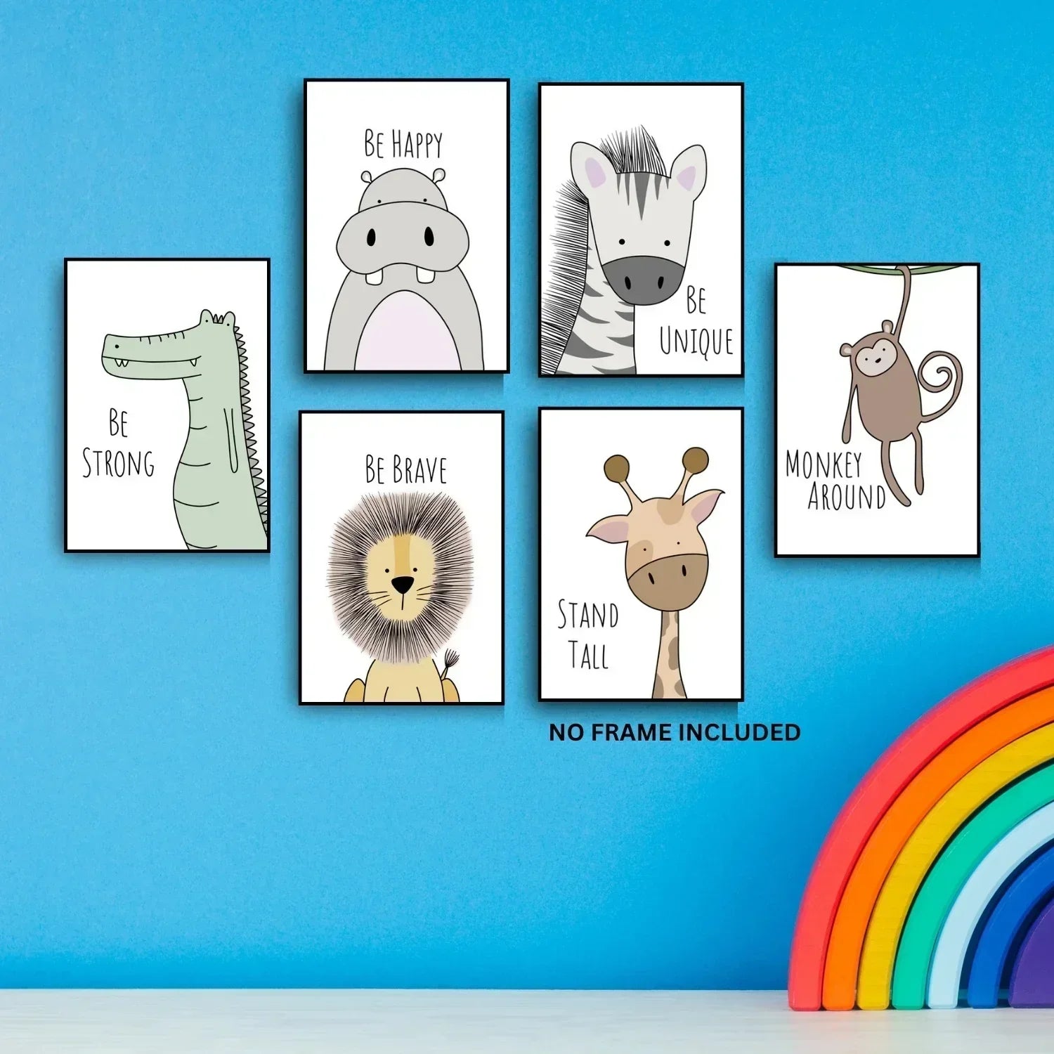 Be-Brave-Be-Happy-Jungle-Theme-Wall-Art-Set-of-6-Prints