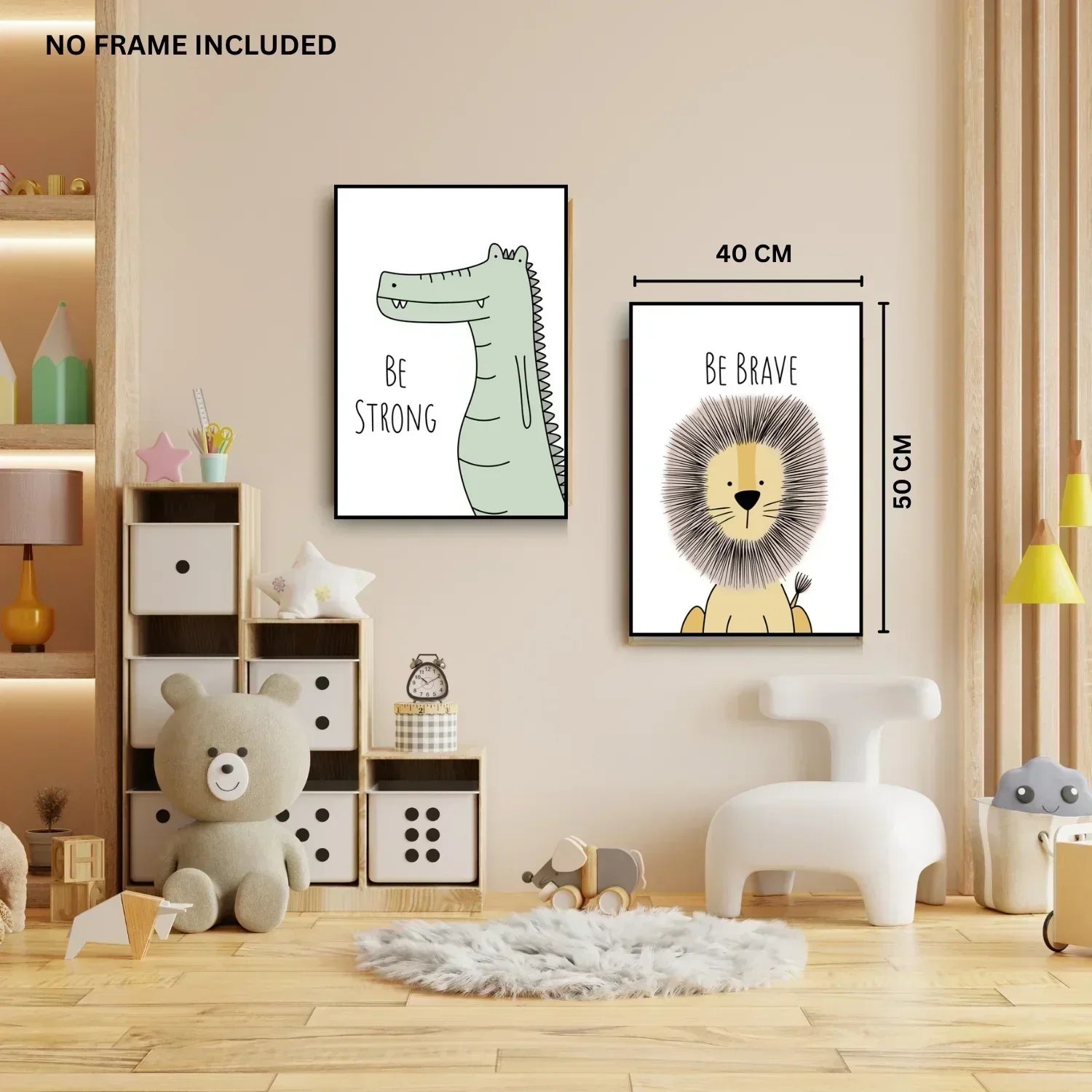 Jungle-Theme-Kids-Wall-Art–Be-Brave-Be-Happy-Canvas-Set-of-6