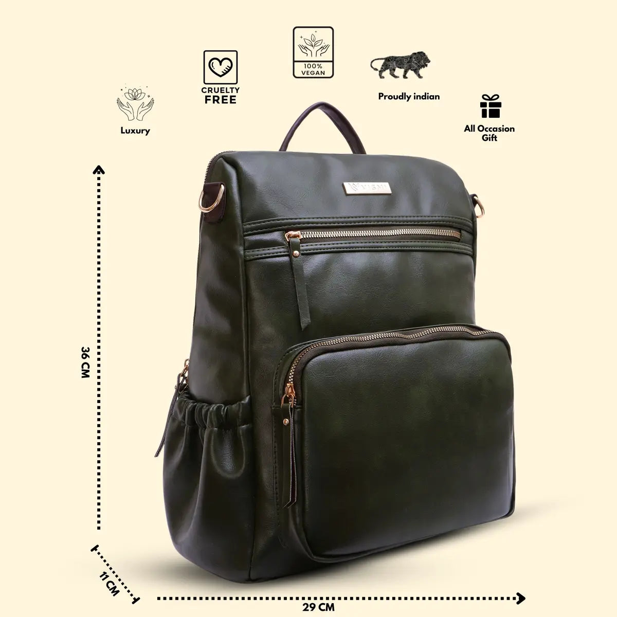 Timeless Diva Women Laptop Backpack - Olive Green