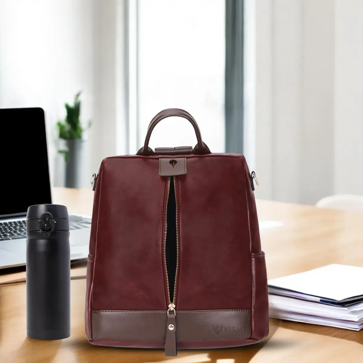 Timeless Aura Women Backpack Handbag - Wine