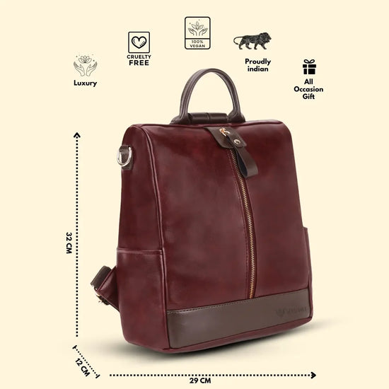 Timeless Aura Women Backpack Handbag - Wine