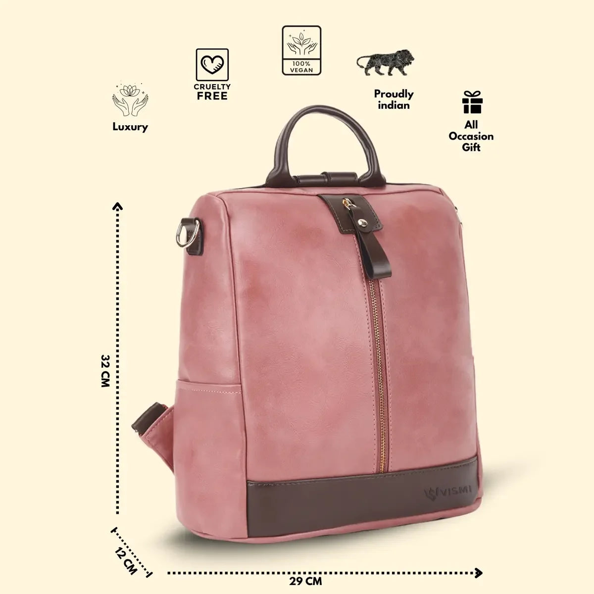 Timeless Aura Women Backpack Handbag - Blush Pink