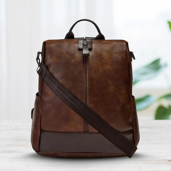 Timeless Aura Women Backpack Handbag - Coffee Brown