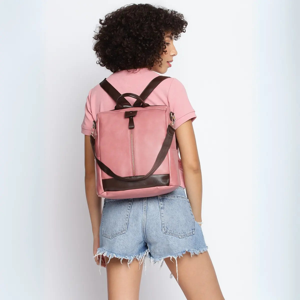 Timeless Aura Women Backpack Handbag - Blush Pink