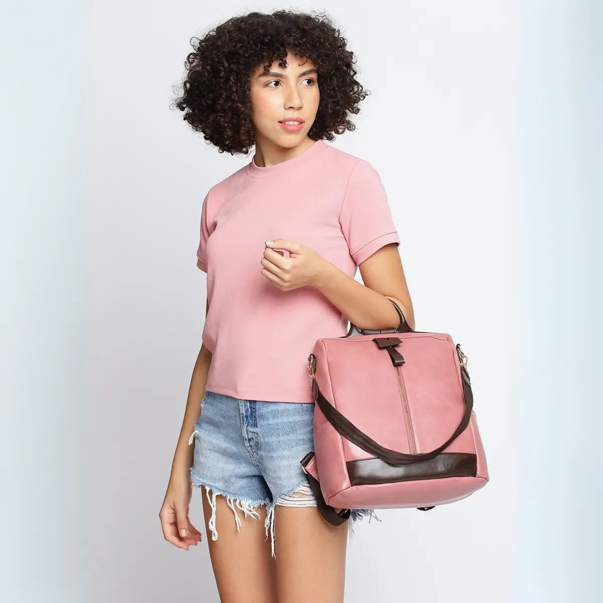 Timeless Aura Women Backpack Handbag - Blush Pink